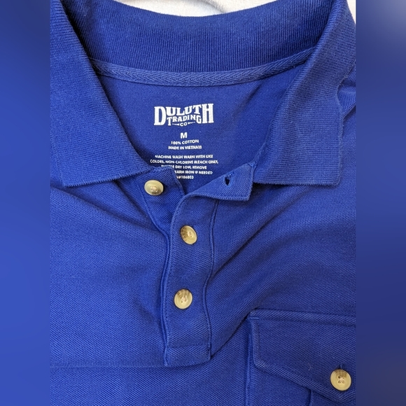 Duluth Trading Co Men size medium Long Sleeve Polo Shirt Royal Blue Reinforce - Picture 13 of 15